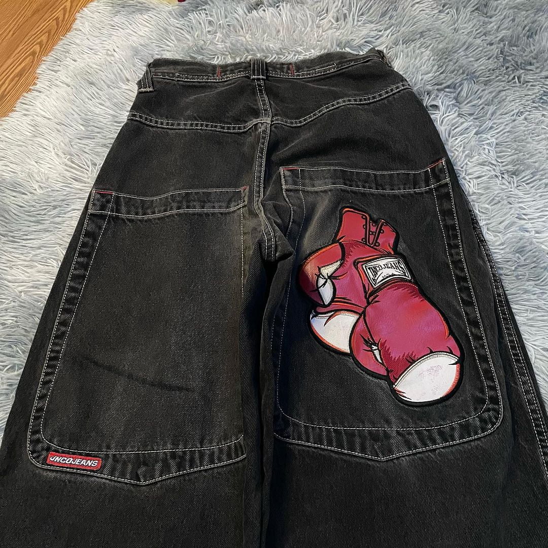 JNCO Jeans Y2K Streetwear Hip Hop Boxing Gloves Graphic Baggy