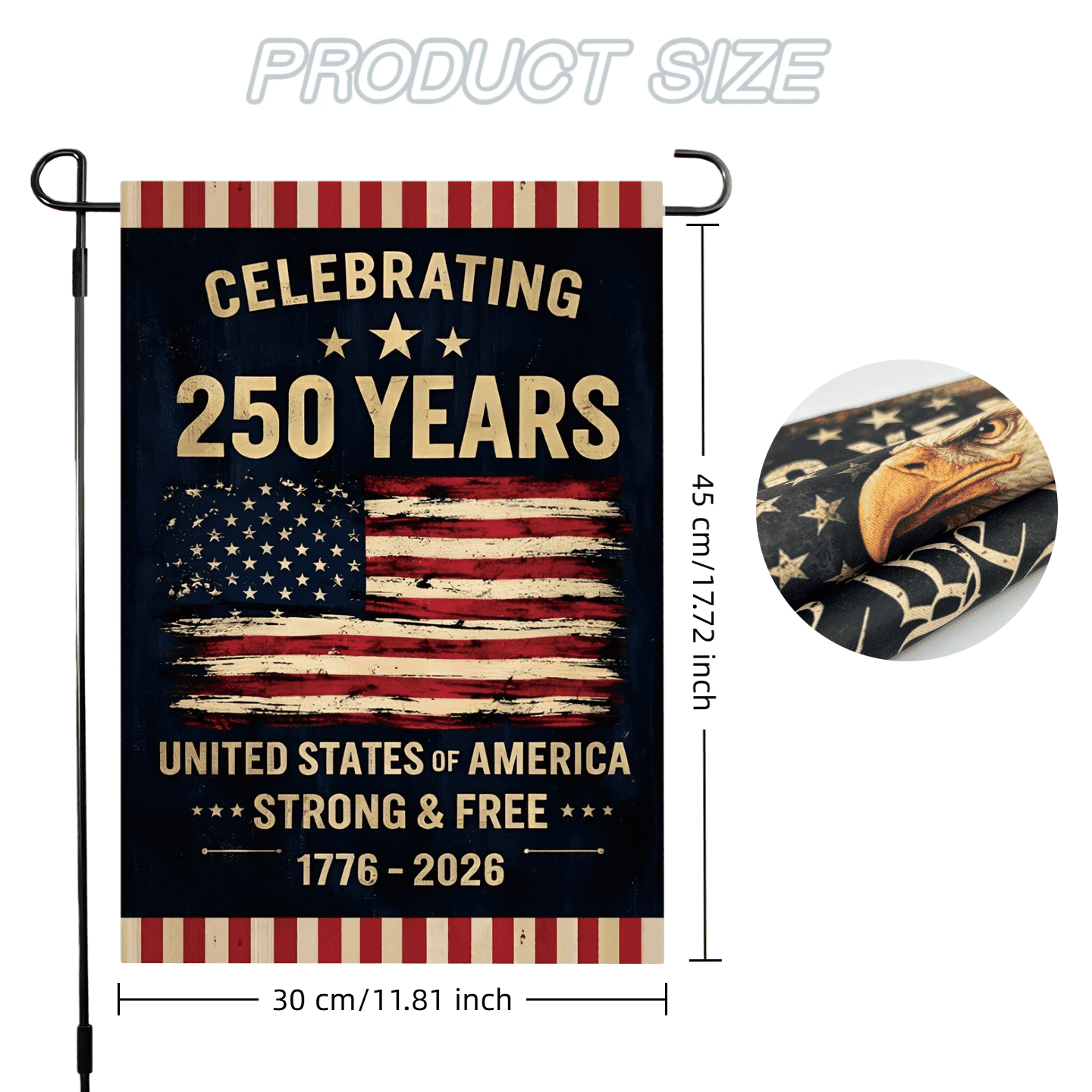 10pcs 250th Anniversary Flag Doubleside Linen Celebrating 250 Years Anniversary Flags Retro 1776-2026 Patriotic Flags for Outdoor Lawn Garden Decor