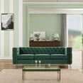 thumbnail image 2 of Rnfurnishings 2-PC Velvet Living Room Furniture Sofa+Armchair Set-Dark Green, 2 of 8