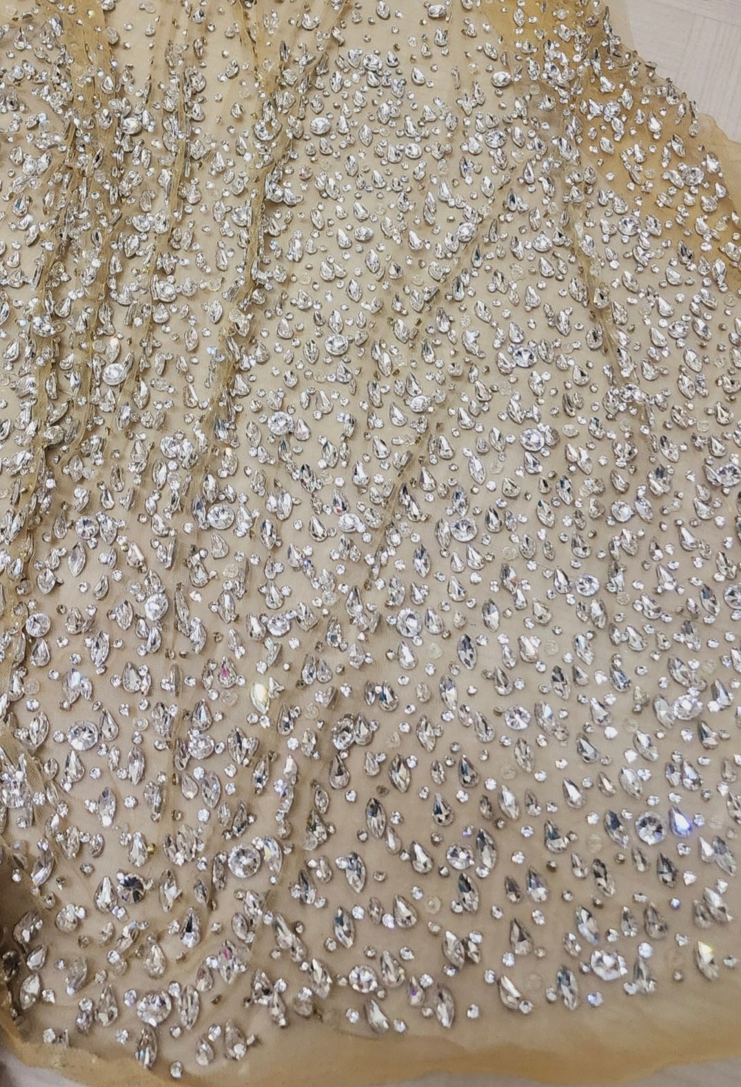 Exquisite Beaded Fabric Material for Elegant Bridal Gowns & Special Occasions