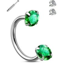 OUFER 18G Horseshoe Nose Rings Studs Double Cubic Zirconia Nose Studs Internally Threaded Septum Rings 316L Stainless Steel Lip Eyebrow Helix Nostrial Piercing Jewelry with Piercing Ball Grabber