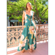 thumbnail image 5 of Vestido Fluido Sin Mangas con Cuello Cuadrado y Estampado Floral para Mujer. Vestido Maxi de Corte A. Verde S, 5 of 10
