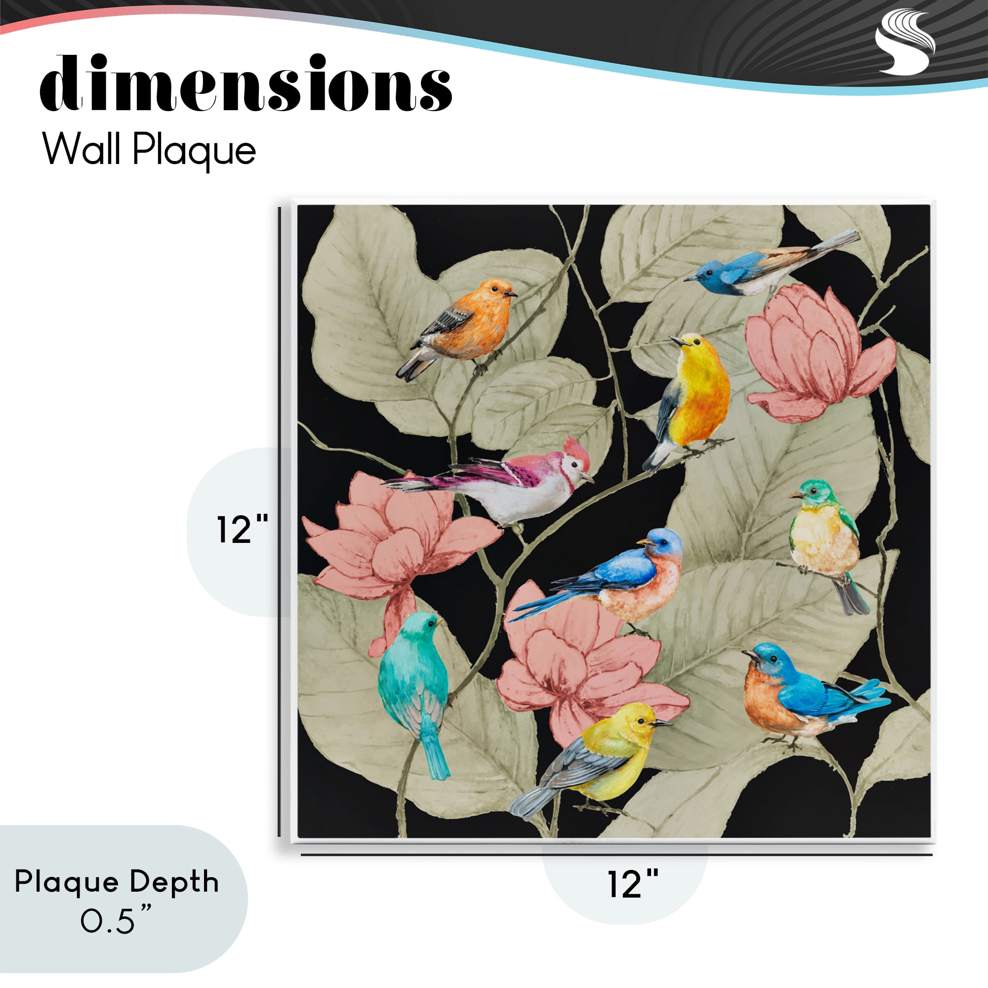 Stupell Industries Colorful Birds & Leaf Motif Wall Plaque Art, design by Lorenzo Collective