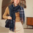 thumbnail image 4 of Prolriy Scarf for Women Autumn and Winter Colorful Plaid Shawl Thickening Warm Fringe Scarf Womens Scarf Black, 4 of 8