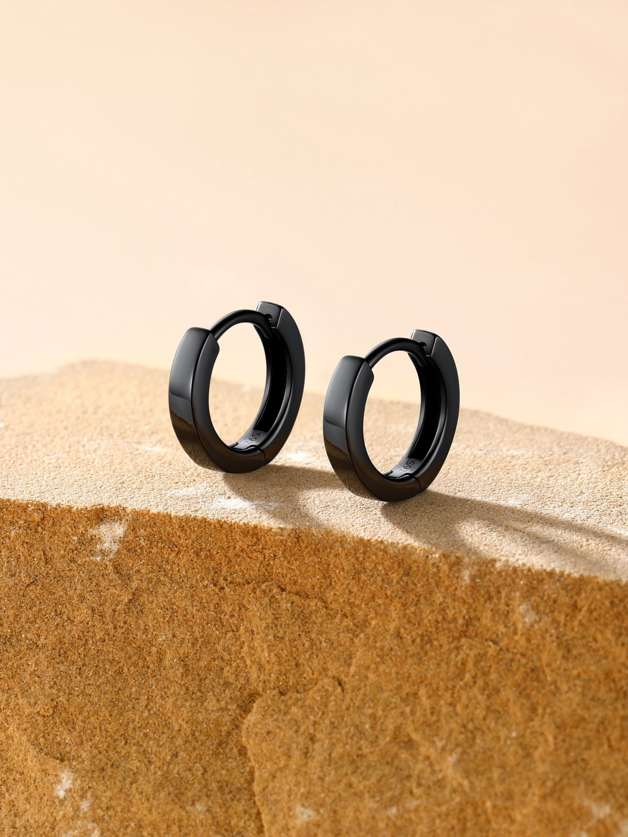 Suplight 925 Sterling Silver Huggie Earrings for Women Plain Hoop Earrings, Gold/Rose Gold/Black Plated