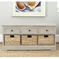 thumbnail image 3 of SAFAVIEH Damien Storage Bench with 3 Wicker Baskets and 3 Drawers, Vintage Grey, 3 of 5