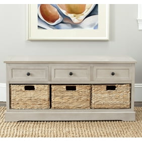Heather Ann Creations W22300 Blkn Vale Seagrass Top Storage Bench