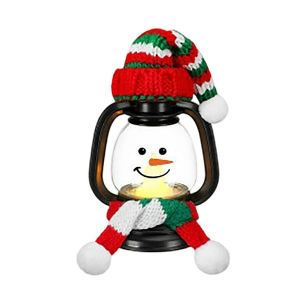 Linterna Decorativa de Muñeco de Nieve, con Sombrero y Bufanda, Adorno Festivo, con Interruptor de Encendido/Apagado, Decoración Invernal para Uso en Interiores y Exteriores