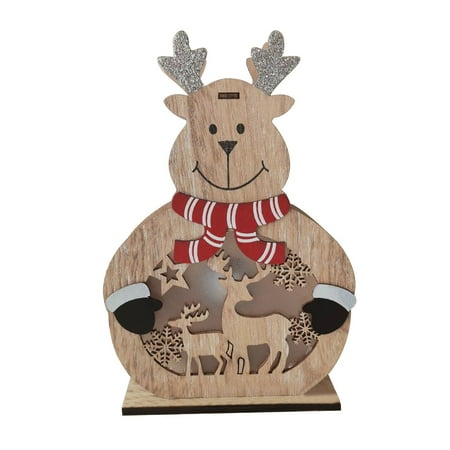 

Christmas Decorative New Wooden Ornaments Old Snowman Deer LED Luminous Night Lights Shopping Mall Window Table Ornaments