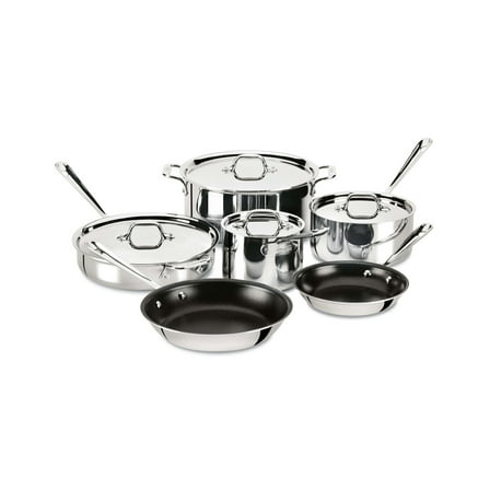 All-Clad D3 Stainless 3-ply Bonded Cookware Set, Nonstick 10 piece Set