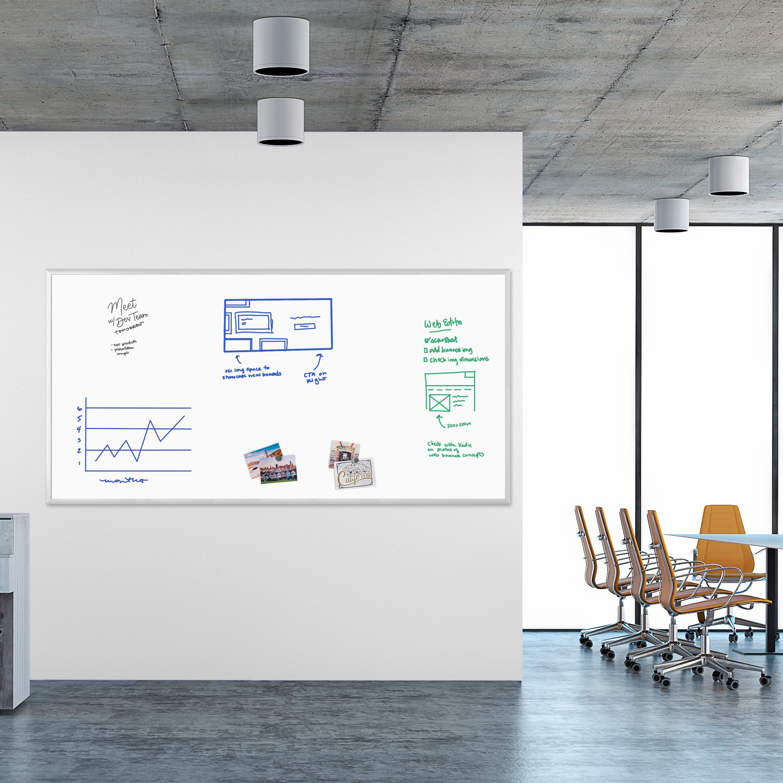U Brands Magnetic Dry Erase Whiteboard, 95" x 47", Silver Frame, 2891U