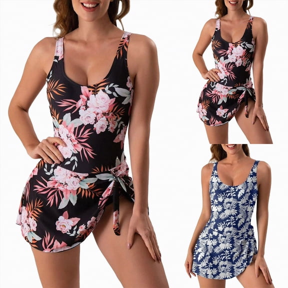 vigerkar Womens' One Piece Swimdress Swimsuits for Women Tummy Control Swim Dresses Skirt Bathing Suit (Light Blue, 5XL)
