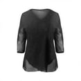thumbnail image 4 of Pxiakgy Dressy Tops for Women Women's Casual Solid Tops Print V Neck Irregular Long Sleeve T Shirt Blouses 3/4 Sleeve Tunic Tops Asymmetric Hem Blouses Lightweight Mesh Shirt Flowy Work Shirts Black L, 4 of 5