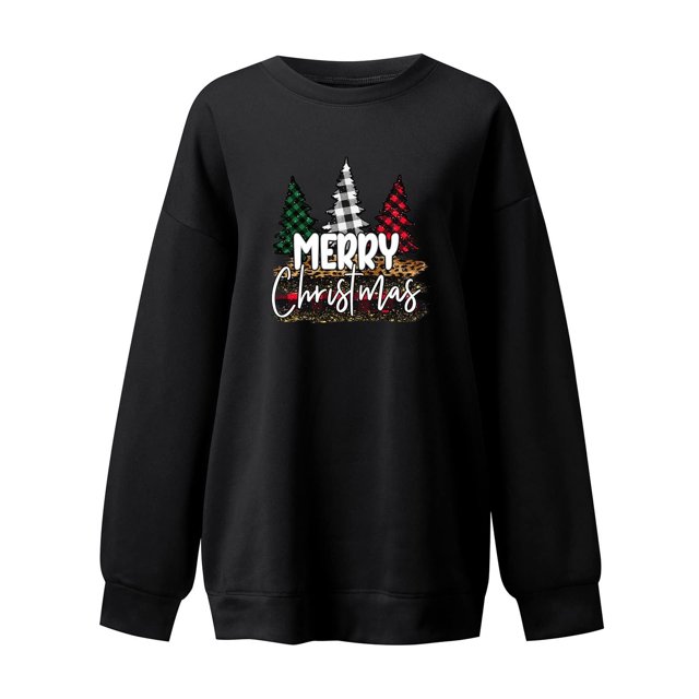 Hauts à Col Haut pour Femmes Mode de Noël Automne Imprimé Blouse Ample à Manches Longues Col Rond Pull Décontracté Hauts Pull-Over Hauts à Manches Longues