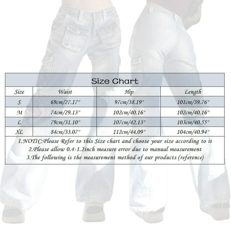 Woman Pants Size 14 Womens Pants with Pockets Womens Pockets Jeans Trousers  Casual High Waist Street Loose Cargo Pants Pockets Jeans Trousers Womens