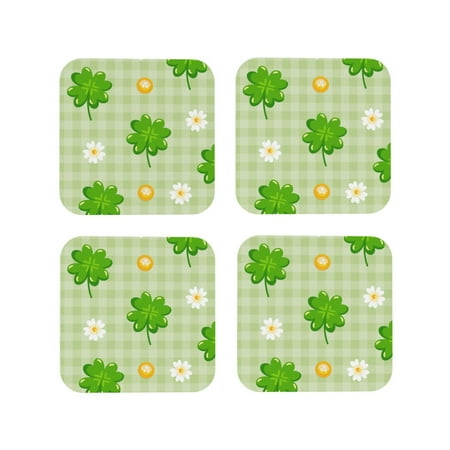 

Tideii St Patrick s Day11 for Leather Coasters 4 Pieces Anti-fouling and Anti-scalding Decorative Coasters Suitable for Restaurants Kitchens Coffee Shops-Square