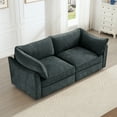thumbnail image 3 of 2 Seater Sofa With Pull out Storage Drawers Under Each Seat Crescent-shaped Armrests And Wraparound  Suitable for Small Living Rooms Chenille  Gary, 3 of 21