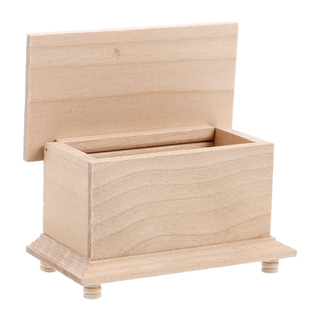 Muebles en miniatura para casa de muñecas, escala 1:12, hechos a mano, de madera, para boda, ático en blanco, otomana para decoración de dormitorio de casa en miniatura