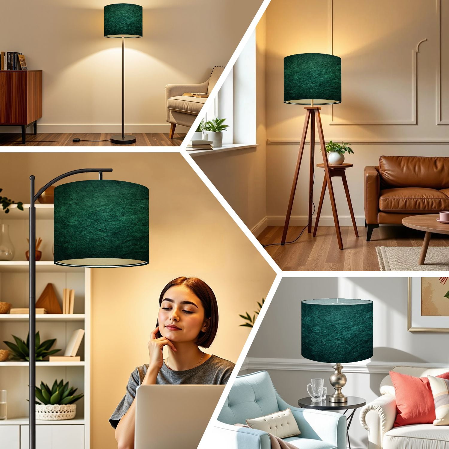 Linen Drum Lampshades Blue green abstract Toned rough rock surface texture Beautiful teal 13"x13"x10" Light Shade for Table Lamps Floor Lamp Shades Lampshade Replacement Assembly Required
