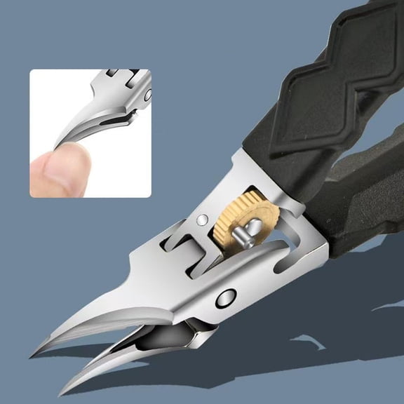 Ingrown Toenail Clipper, Curved Precision Stainless Steel Cutter with Non-Slip Black Handle, for Thick & Ingrown Nails, Daily Nail Care for Seniors, Men & Women