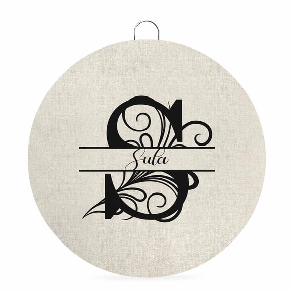 Welcome Sign for Front Door, Letter S Round Metal Welcome Front Porch Decoration, Monogram Words Entryway Wall Hanging Sign for Living Room Kitchen Hallway Housewarming Gift 6''