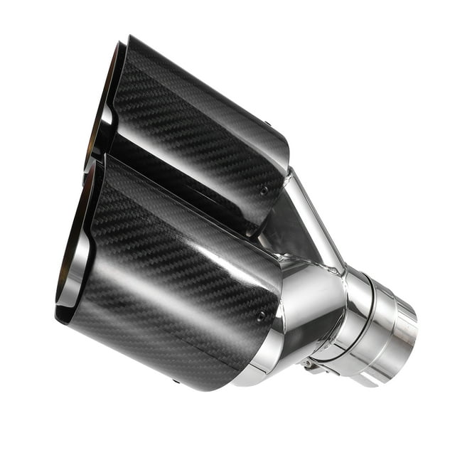 Unique Bargains Car Exhaust Tip Tail Dual Pipe 2.4 Inch Inlet 7.09 Inch Outlet Universal Silver Tone Black