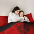 thumbnail image 4 of Feelyou Chinese Dragon Print Twin Bedding Sets 7-Piece, Red Graffiti Bedding Comforter Set, 4 of 8