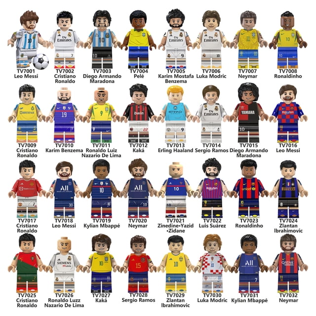 Colección de 32 Figuras de Jugadores del Mundial, Estrellas del Fútbol con Balón, Juguetes de Bloques de Construcción DIY