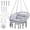 Gray, variant on Melocadol Macrame Hammock Hanging Swinging Chair, Premium Handwoven Macrame with Oversized Cushion, for Porch, Balcony or Bedroom, Black