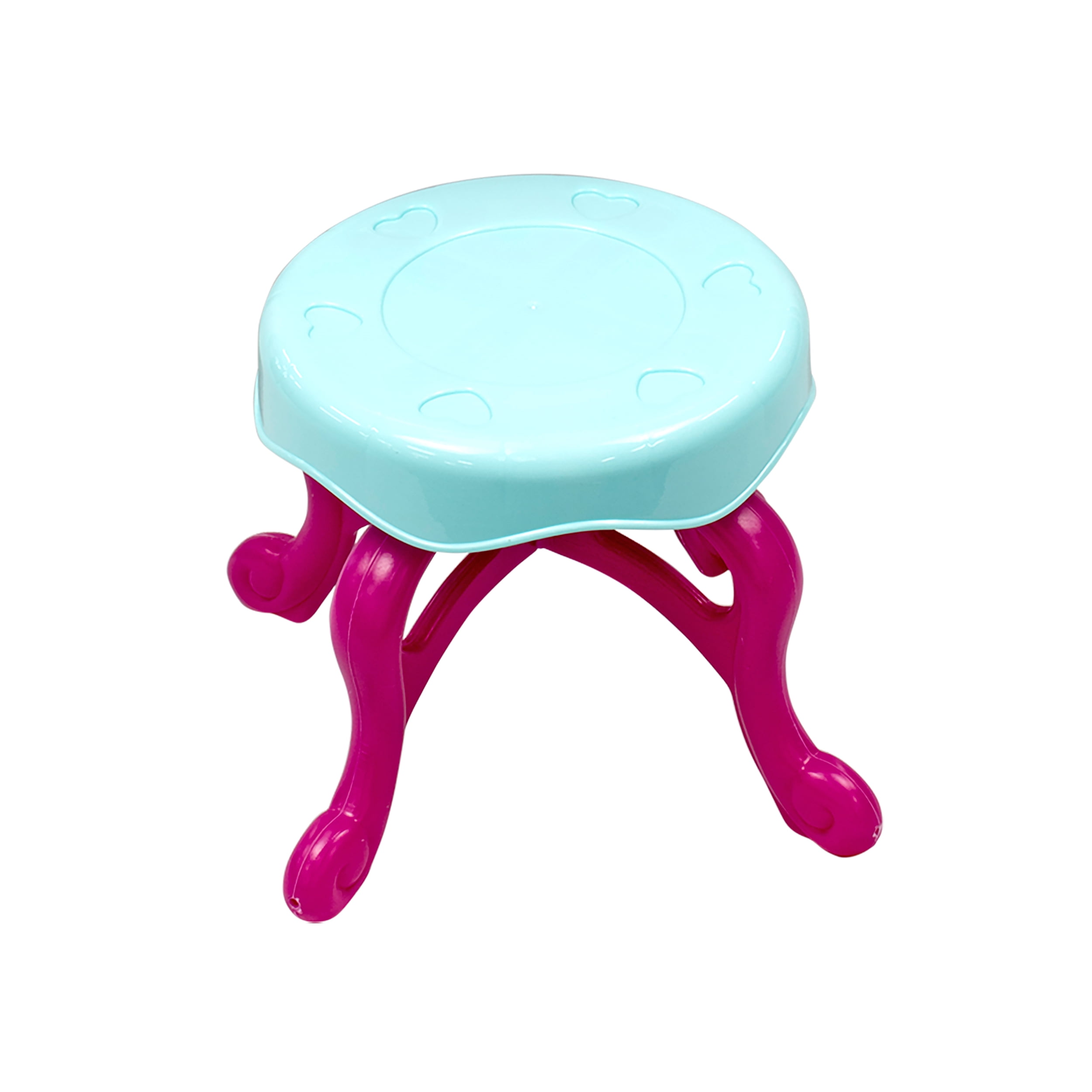 KNP Brands Kids Plastic Vanity Dressing Table with Stool and 19-Piece Accessories Set
