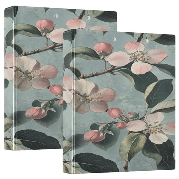 WOBOGO Malus Spectabilis File Folders Extra Large Capacity to Hold 200 Sheets of Documents Hard Shell Ring Binder for School Home Office