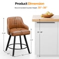thumbnail image 2 of Ktaxon Modern 24in Bar Stools Set of 2, Swivel Barstool with Thick Padded Backrest and Wood Legs, Bar Height Bar Chairs 2 PCS for Kitchen Island, Home Bar, Breakfast Counter, Brown, 2 of 6