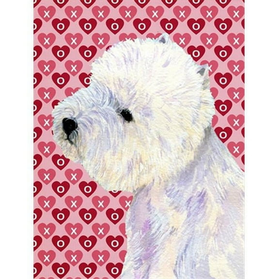 28 x 40 in. Westie Hearts Love And Valentines Day Portrait Flag Canvas House Size