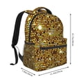 thumbnail image 2 of Gold Pattern Of Hexagons Backpack Casual College Bag Zipper Laptop Daypack Hiking Rucksack Travel, 2 of 5