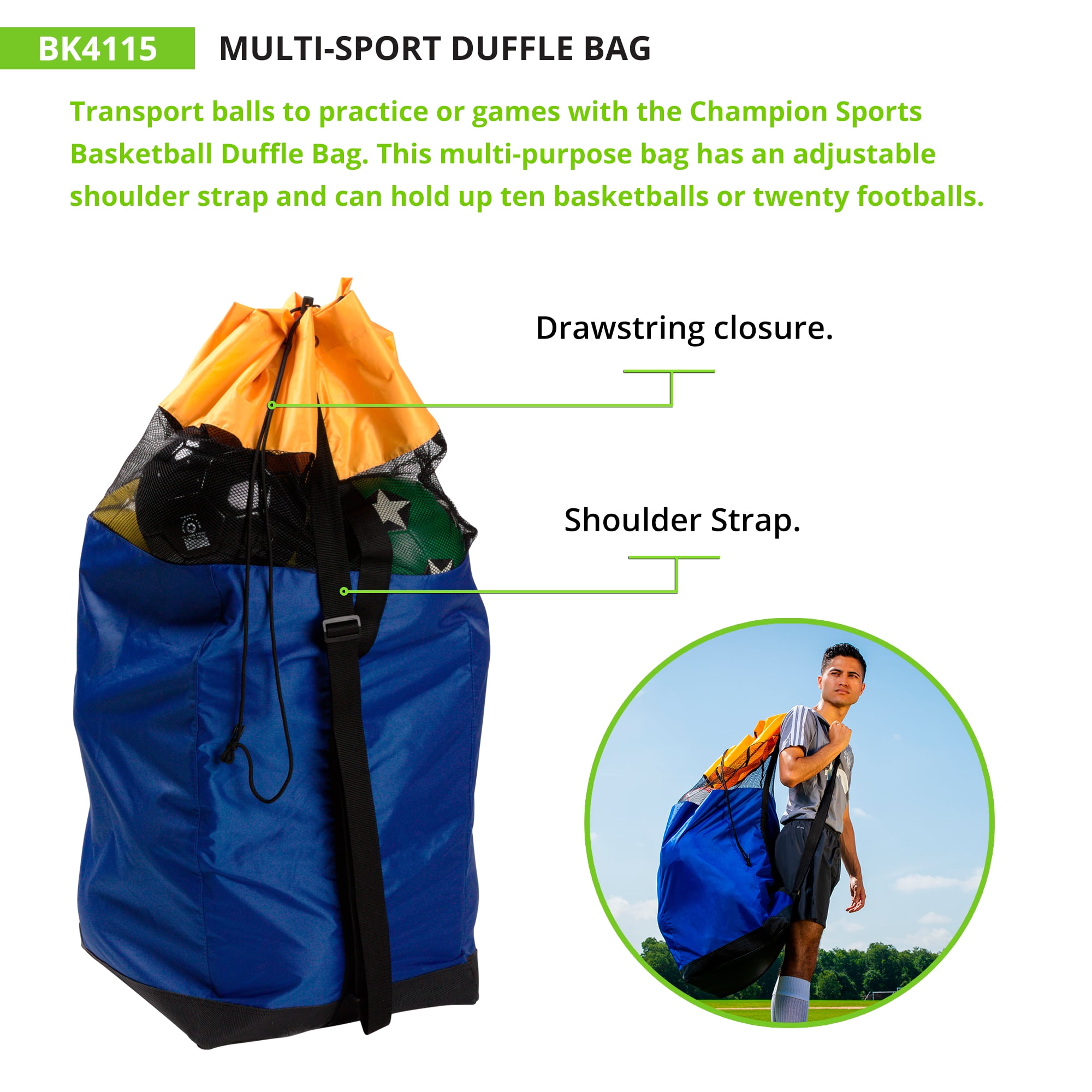 Champion Sports Multi-Sport Duffle Bag, Blue and Gold