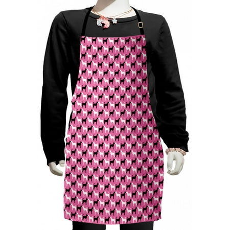 

Animal Kids Apron Couple Dog Silhouettes Kissing Romantic Love Theme Design Boys Girls Apron Bib with Adjustable Ties for Cooking Baking Painting Pink Charcoal Grey by Ambesonne