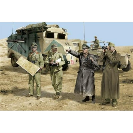 Dragon Models Rommel and His Staff North Africa 1942 Model Building Kit (4 Figures Set), Scale 1/35 Multi-Colored