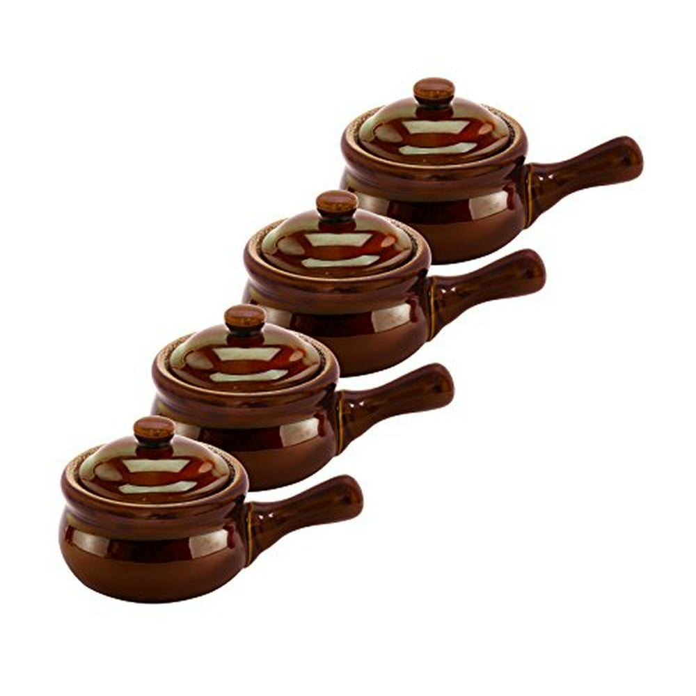 HIC Individual French Onion Soup Crock Chili Bowls with Handles and