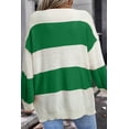 thumbnail image 2 of Women's Green Stripe Color Block Sweater – Casual V Neck Drop Shoulder Design for Fall | XL, 2 of 5