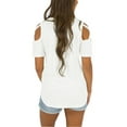 thumbnail image 4 of ADREAMLY Cold Shoulder Top for Women Strappy T Shirt Summer Short Sleeve Casual Blouse, 4 of 8