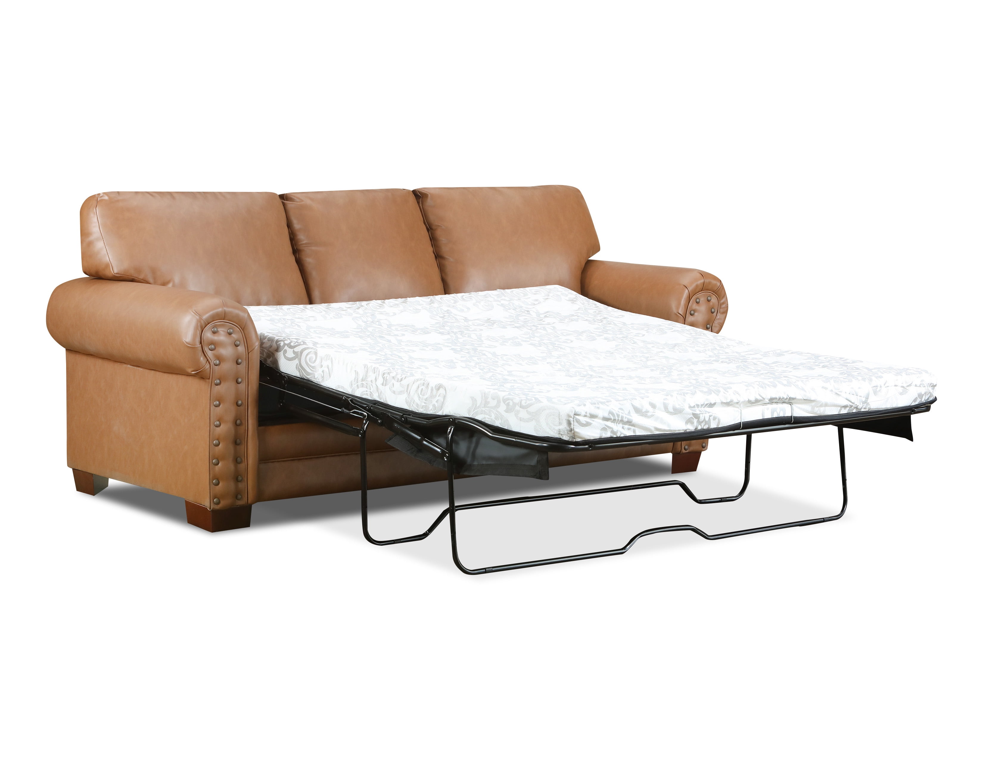 American Furniture Classics Vegan Leather Rolled Arm Sleeper Sofa