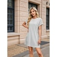 thumbnail image 6 of Mawalde Casual Dresses for Women Ruffle Cap Sleeve Shift Dresses V Neck Short Sleeves Solid Color Flowy Summer Sundresses Gray S, 6 of 8