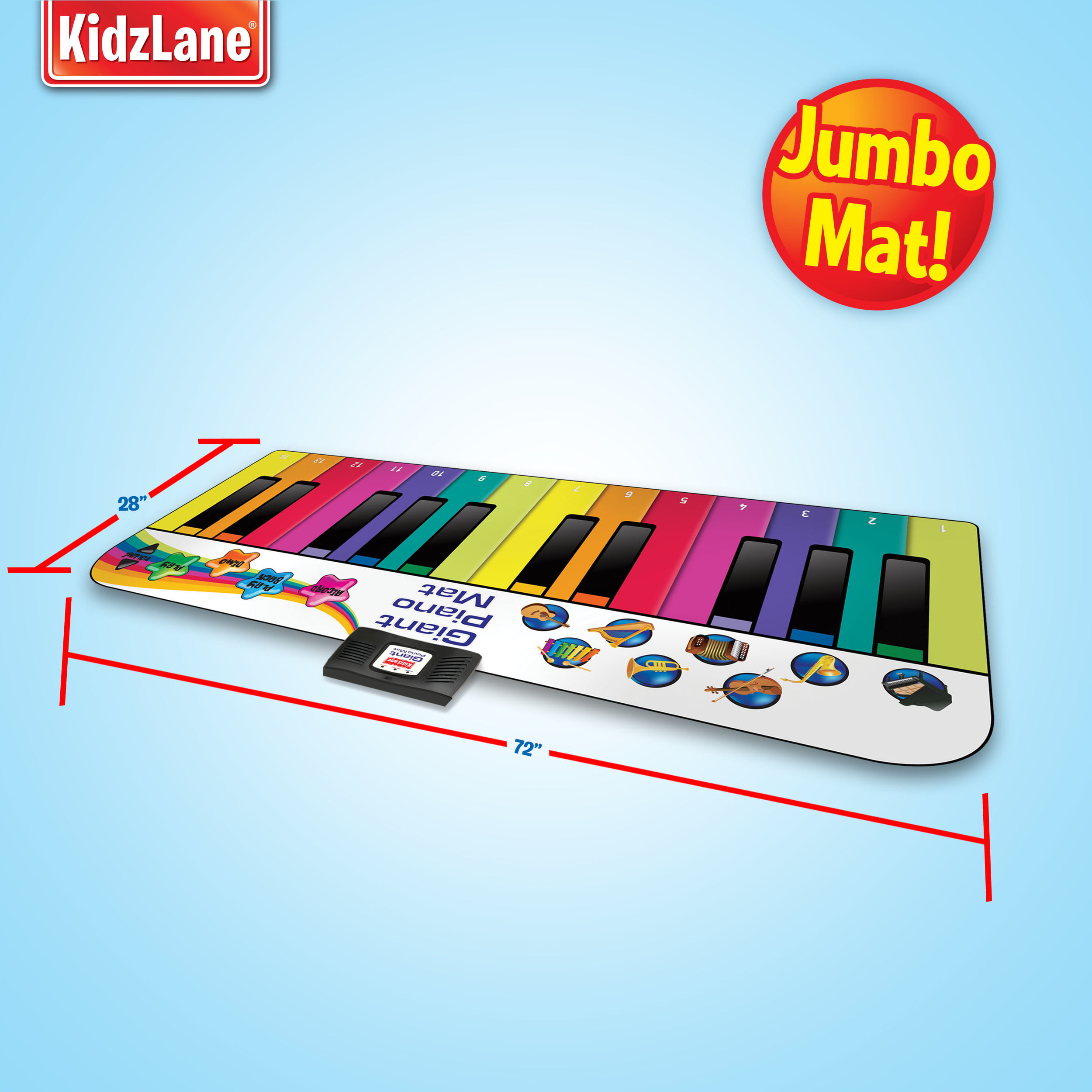 Jumbo 6 Foot Musical Keyboard Playmat for Toddlers Durable Piano Mat,10 note and 8 different instruments for Kids 2 to 5 TriLance Floor Piano Mat Dance and Learn