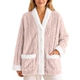 thumbnail image 3 of QATAINLAV Fleece Jacket for Women Sherpa Button Loungewear Long Sleeve Winter Warm Bed Coat with Pockets Beige L, 3 of 8