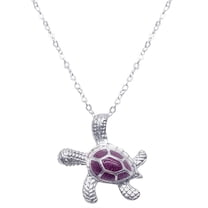 Guodhu Sea Turtle Pendant Necklace for Women Men Silver Plated Link Chain Animal Jewlery