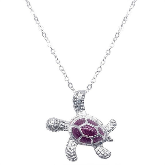 EWSFHUI Beautiful Hawaiian Opal Sea Turtle Necklace, Sterling Silver Blue Opal Turtle Pendant,Valentine's Day Gift for Her -Hot Pink