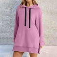 thumbnail image 1 of Chandail à Capuche pour Femmes Robe Longueur Genou Long Chandail-Over Hauts Fendus Automne Hiver Chandail en Peluche, 1 of 7
