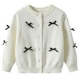 thumbnail image 2 of Ccpelsie Girls Cardigan Sweaters School Uniform Sweater Button Front Outerwear for Toddlers Big/Little KIds(White,7-8 Years), 2 of 5