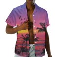 thumbnail image 4 of Yuyamidu Matching Couple Outfits Mens Shirts Casual Dresses for Women Trendy Tank Dress Mens Short Sleeve Button Down Shirts Palm Tree Purple, Size 7XL, 4 of 5