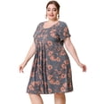 thumbnail image 3 of Vestido de talgrande pamujer, mancorta, plisado invertido, vestidos florales Ro1X, 3 of 6